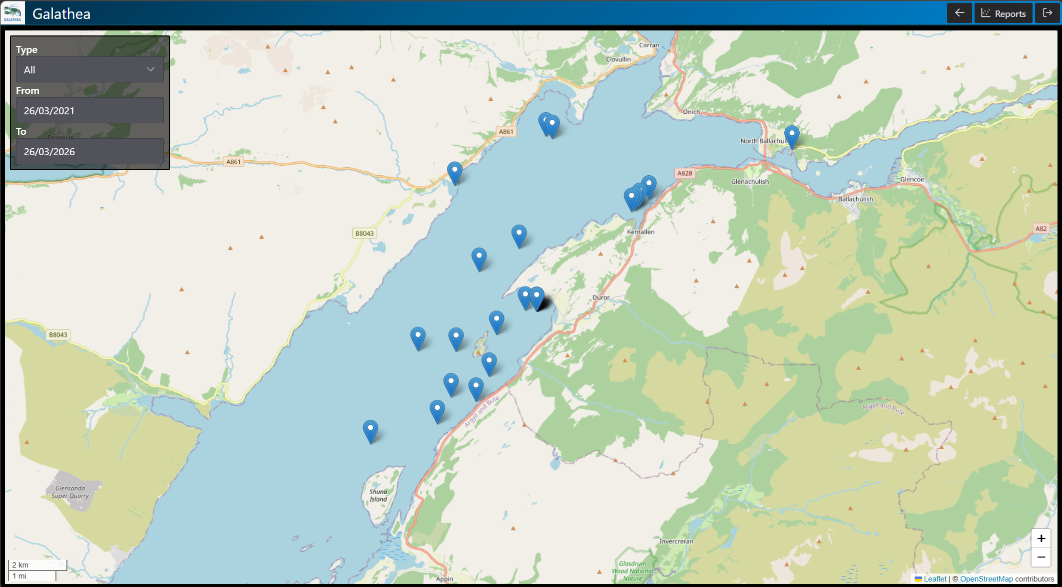Galathea survey locations map